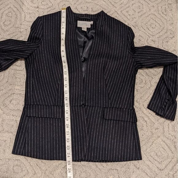 H&M Navy blue stripped wool blend Blazer jacket 8 US @X - Picture 9 of 10
